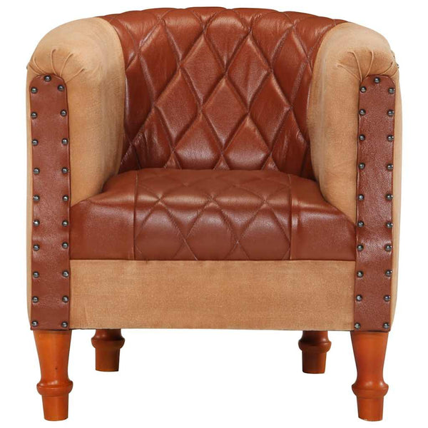 Ledersessel Braun Mango Massivholz