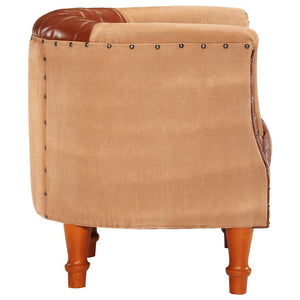 Ledersessel Braun Mango Massivholz