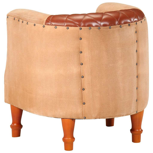 Ledersessel Braun Mango Massivholz