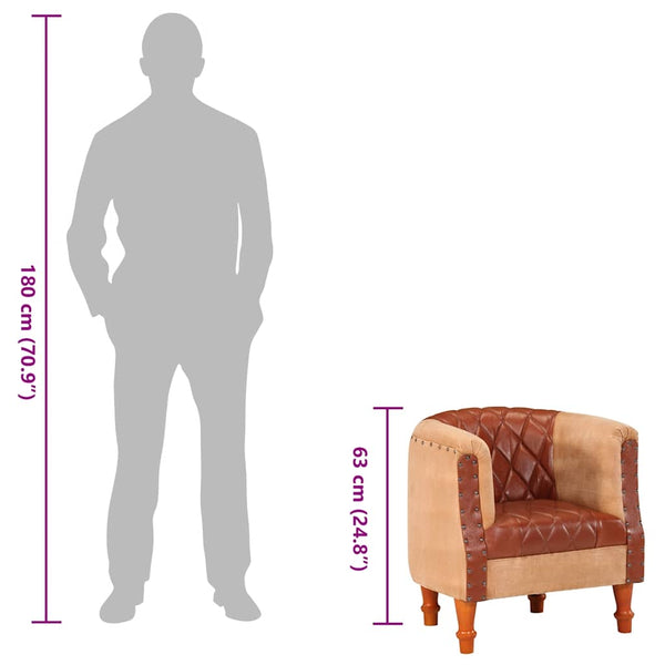 Ledersessel Braun Mango Massivholz