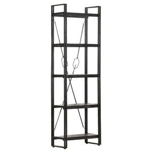 Schwarzes Bücherregal mit 5 Fächern