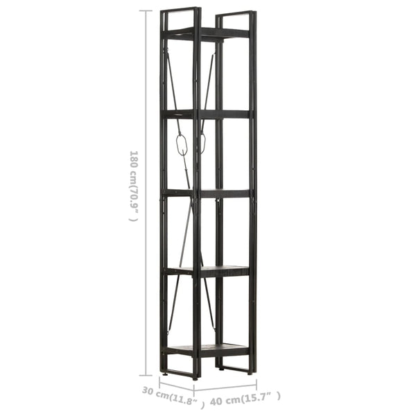Schwarzes Bücherregal Mango Massivholz 180cm