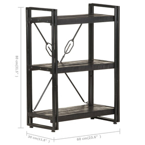 Schwarzes Bücherregal Mango Massivholz 60cm