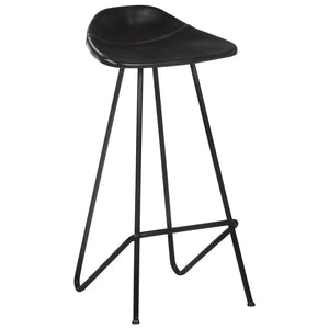 vidaXL Bar Stools 2 pcs Black Genuine Leather