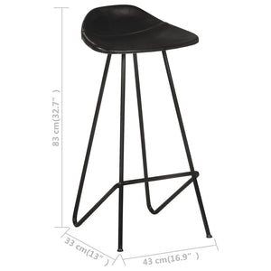 vidaXL Bar Stools 2 pcs Black Genuine Leather