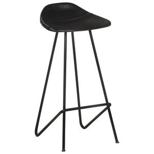 vidaXL Bar Stools 2 pcs Black Genuine Leather