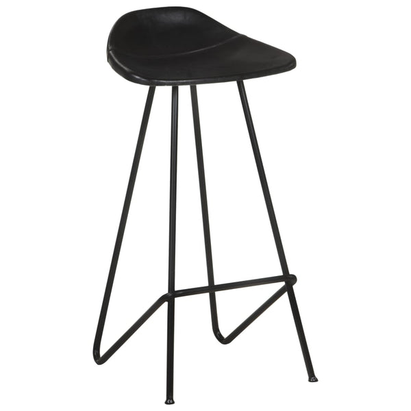 vidaXL Bar Stools 2 pcs Black Genuine Leather