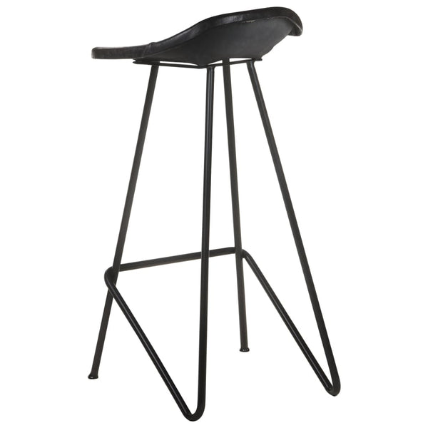 vidaXL Bar Stools 2 pcs Black Genuine Leather