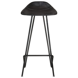 vidaXL Bar Stools 2 pcs Black Genuine Leather