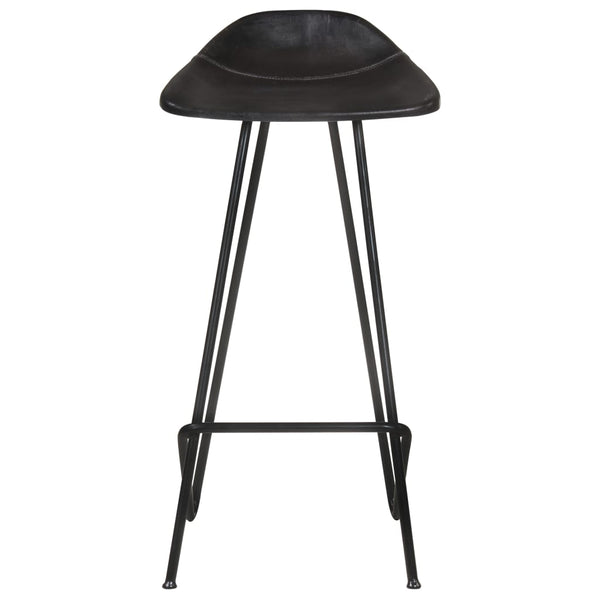 vidaXL Bar Stools 2 pcs Black Genuine Leather
