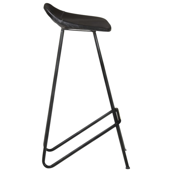 vidaXL Bar Stools 2 pcs Black Genuine Leather
