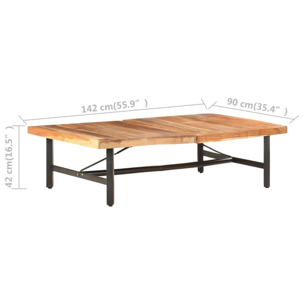 vidaXL Coffee Table 142x90x42 cm Solid Acacia Wood