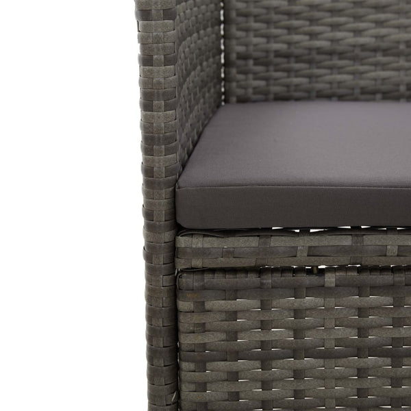 vidaXL 3-Piece Garden Dining Set Grey Poly Rattan and Glass