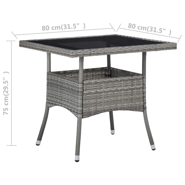 vidaXL 3-Piece Garden Dining Set Grey Poly Rattan and Glass