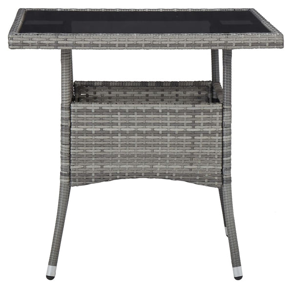 vidaXL 3-Piece Garden Dining Set Grey Poly Rattan and Glass