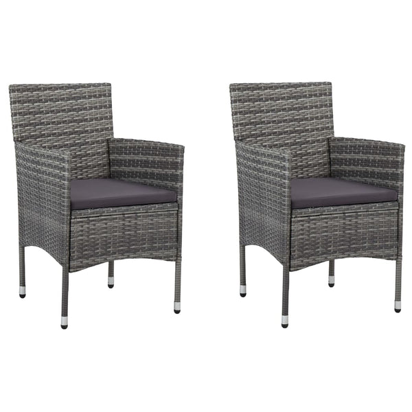 vidaXL 3-Piece Garden Dining Set Grey Poly Rattan and Glass