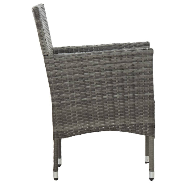 vidaXL 3-Piece Garden Dining Set Grey Poly Rattan and Glass