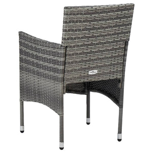 vidaXL 3-Piece Garden Dining Set Grey Poly Rattan and Glass