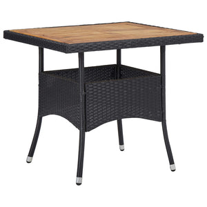 vidaXL 3-Piece Outdoor Dining Set Black Poly Rattan and Acacia Wood