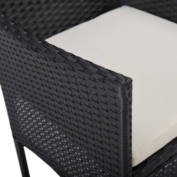 vidaXL 3-Piece Outdoor Dining Set Black Poly Rattan and Acacia Wood