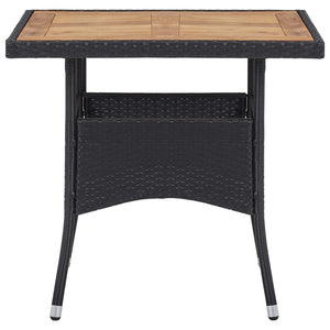 vidaXL 3-Piece Outdoor Dining Set Black Poly Rattan and Acacia Wood