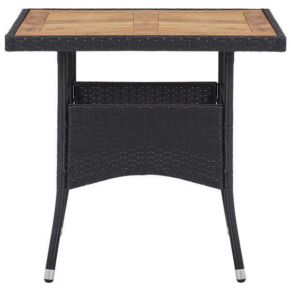 vidaXL 3-Piece Outdoor Dining Set Black Poly Rattan and Acacia Wood