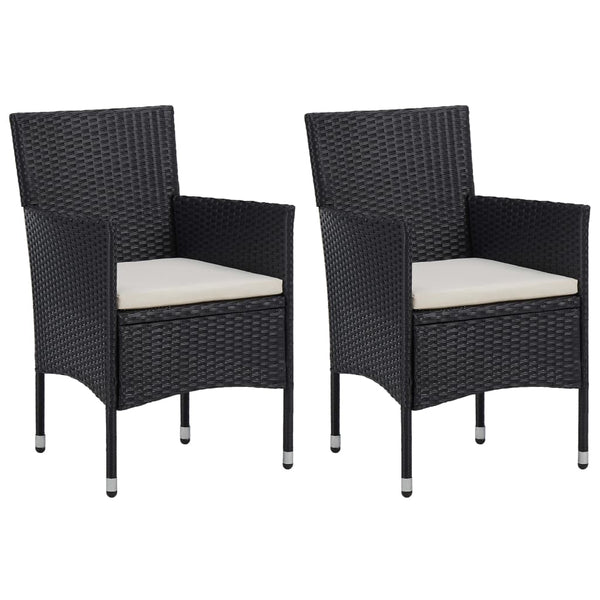 vidaXL 3-Piece Outdoor Dining Set Black Poly Rattan and Acacia Wood