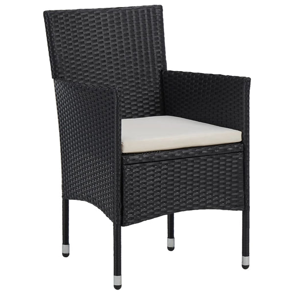 vidaXL 3-Piece Outdoor Dining Set Black Poly Rattan and Acacia Wood