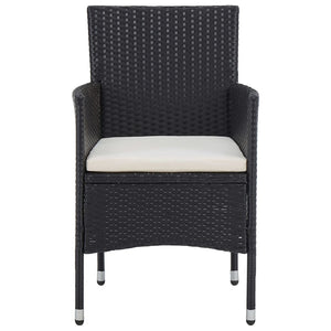 vidaXL 3-Piece Outdoor Dining Set Black Poly Rattan and Acacia Wood