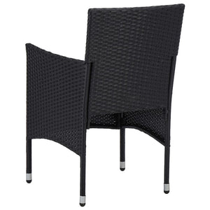 vidaXL 3-Piece Outdoor Dining Set Black Poly Rattan and Acacia Wood