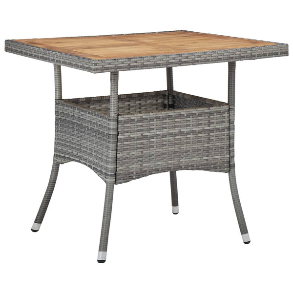 vidaXL 3-Piece Garden Dining Set Grey Poly Rattan and Acacia Wood