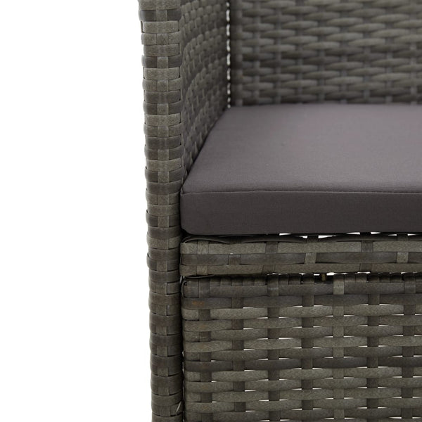 vidaXL 3-Piece Garden Dining Set Grey Poly Rattan and Acacia Wood