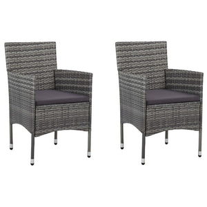vidaXL 3-Piece Garden Dining Set Grey Poly Rattan and Acacia Wood