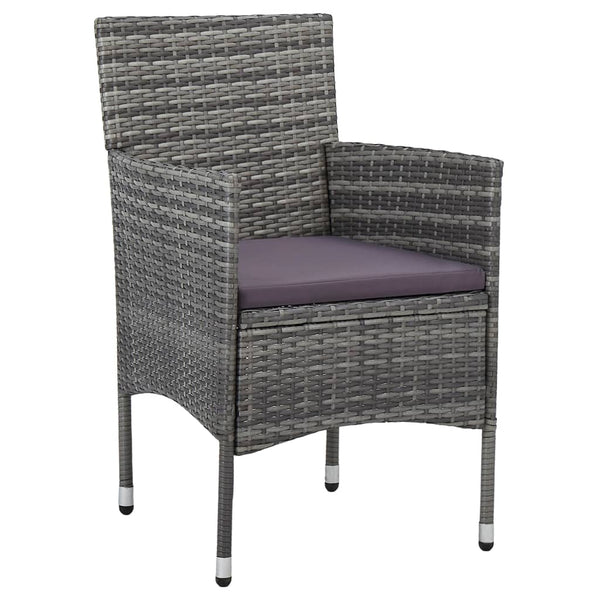 vidaXL 3-Piece Garden Dining Set Grey Poly Rattan and Acacia Wood