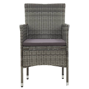 vidaXL 3-Piece Garden Dining Set Grey Poly Rattan and Acacia Wood