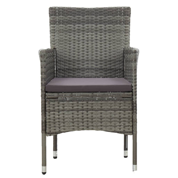 vidaXL 3-Piece Garden Dining Set Grey Poly Rattan and Acacia Wood