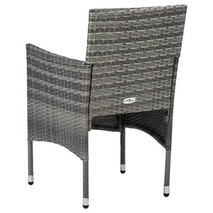 vidaXL 3-Piece Garden Dining Set Grey Poly Rattan and Acacia Wood