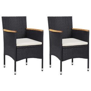 vidaXL 3-Piece Outdoor Dining Set Black Poly Rattan and Acacia Wood