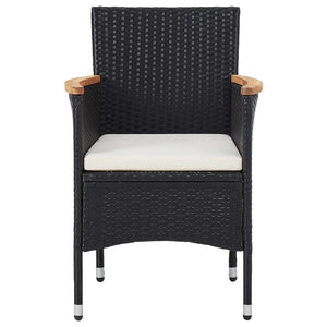 vidaXL 3-Piece Outdoor Dining Set Black Poly Rattan and Acacia Wood