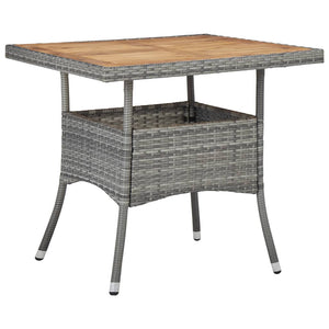 vidaXL 3-Piece Garden Dining Set Grey Poly Rattan and Acacia Wood