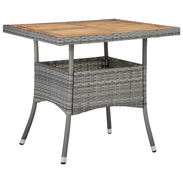 vidaXL 3-Piece Garden Dining Set Grey Poly Rattan and Acacia Wood