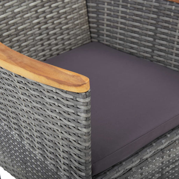 vidaXL 3-Piece Garden Dining Set Grey Poly Rattan and Acacia Wood