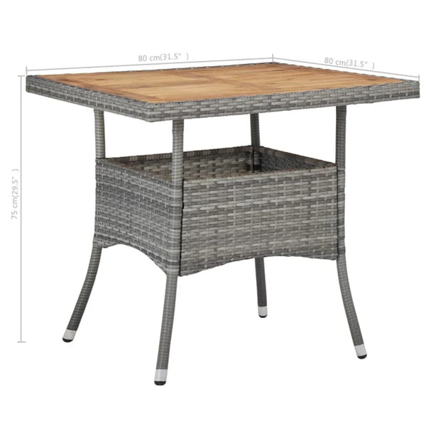 vidaXL 3-Piece Garden Dining Set Grey Poly Rattan and Acacia Wood