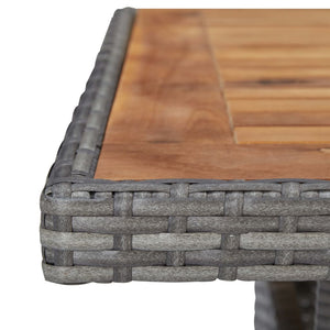 vidaXL 3-Piece Garden Dining Set Grey Poly Rattan and Acacia Wood