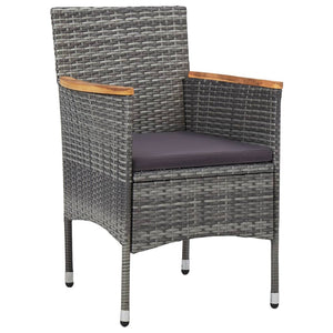 vidaXL 3-Piece Garden Dining Set Grey Poly Rattan and Acacia Wood