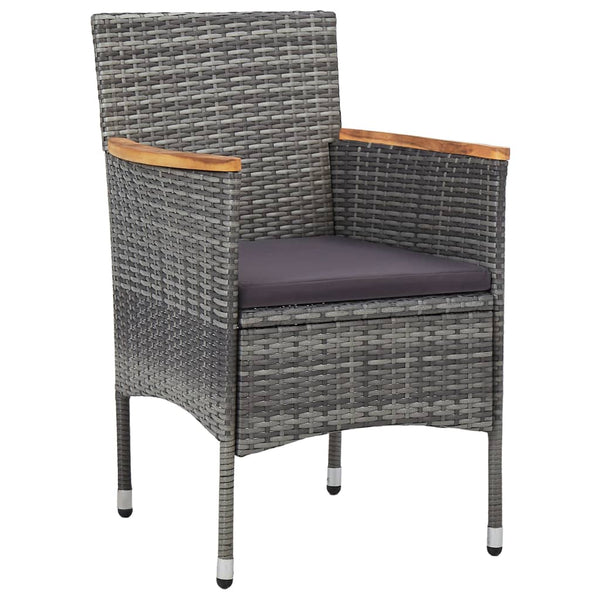 vidaXL 3-Piece Garden Dining Set Grey Poly Rattan and Acacia Wood