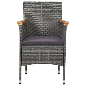 vidaXL 3-Piece Garden Dining Set Grey Poly Rattan and Acacia Wood
