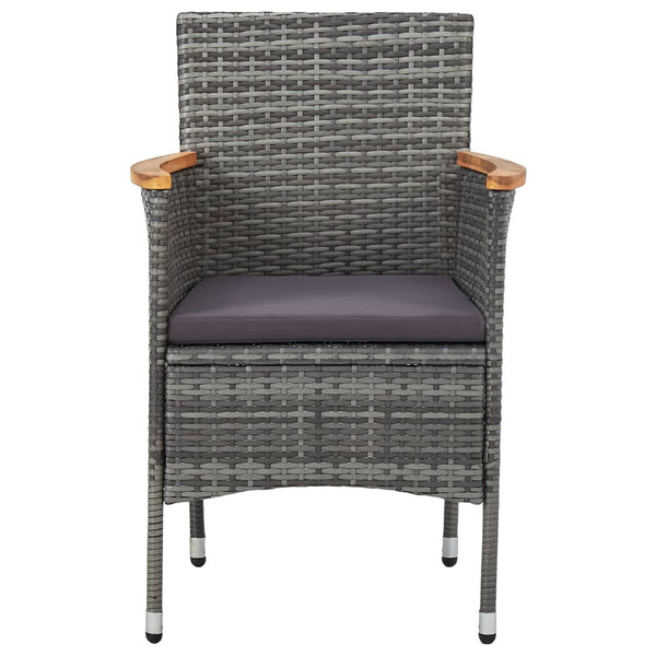 vidaXL 3-Piece Garden Dining Set Grey Poly Rattan and Acacia Wood