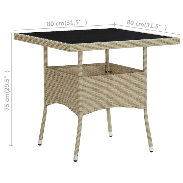 vidaXL 5-piece Outdoor Dining Set Poly Rattan and Glass Beige