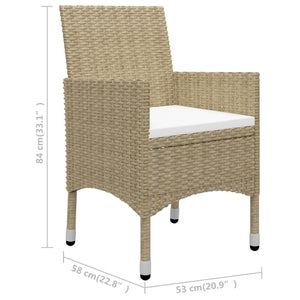 vidaXL 5-piece Outdoor Dining Set Poly Rattan and Glass Beige